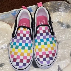 Girl Asher party checkered vans